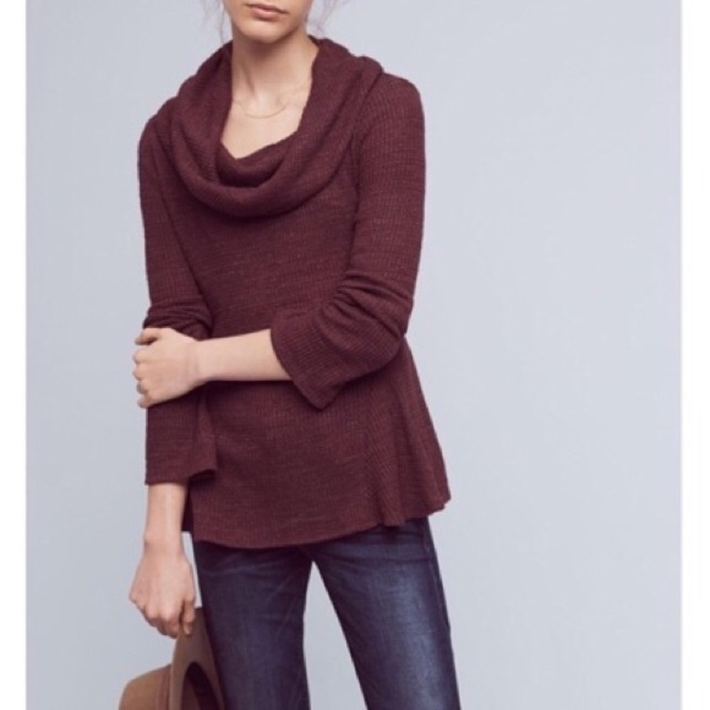 NWOT Anthropologie Maurisa Plum Cowl Neck Sweater
